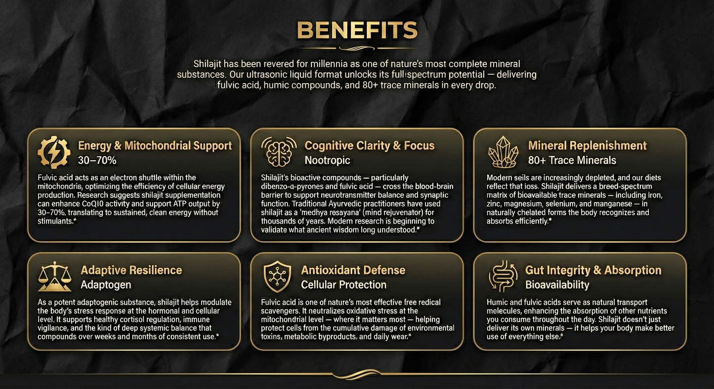 Ultrasonic Liquid Shilajit Drops — 1 oz (30 mL)